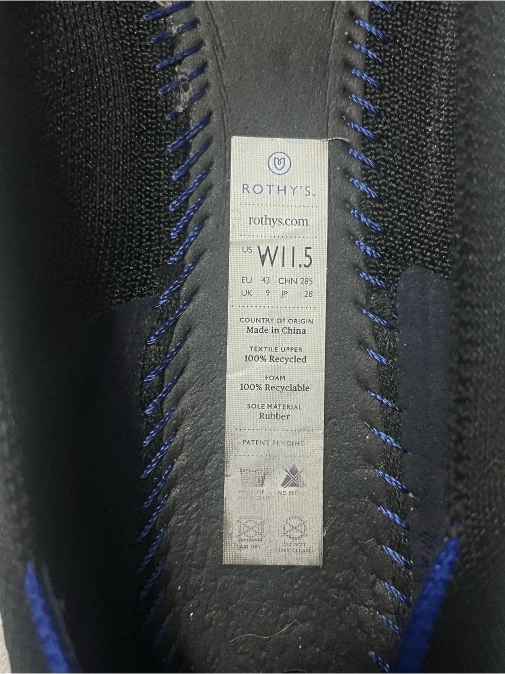 Rothy's the Point II Black Flat Slip On Shoes Size 11.5 - EUC